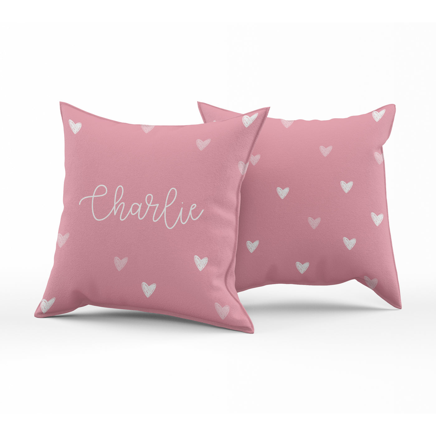 Coussin réversible - mini coeurs flamingo