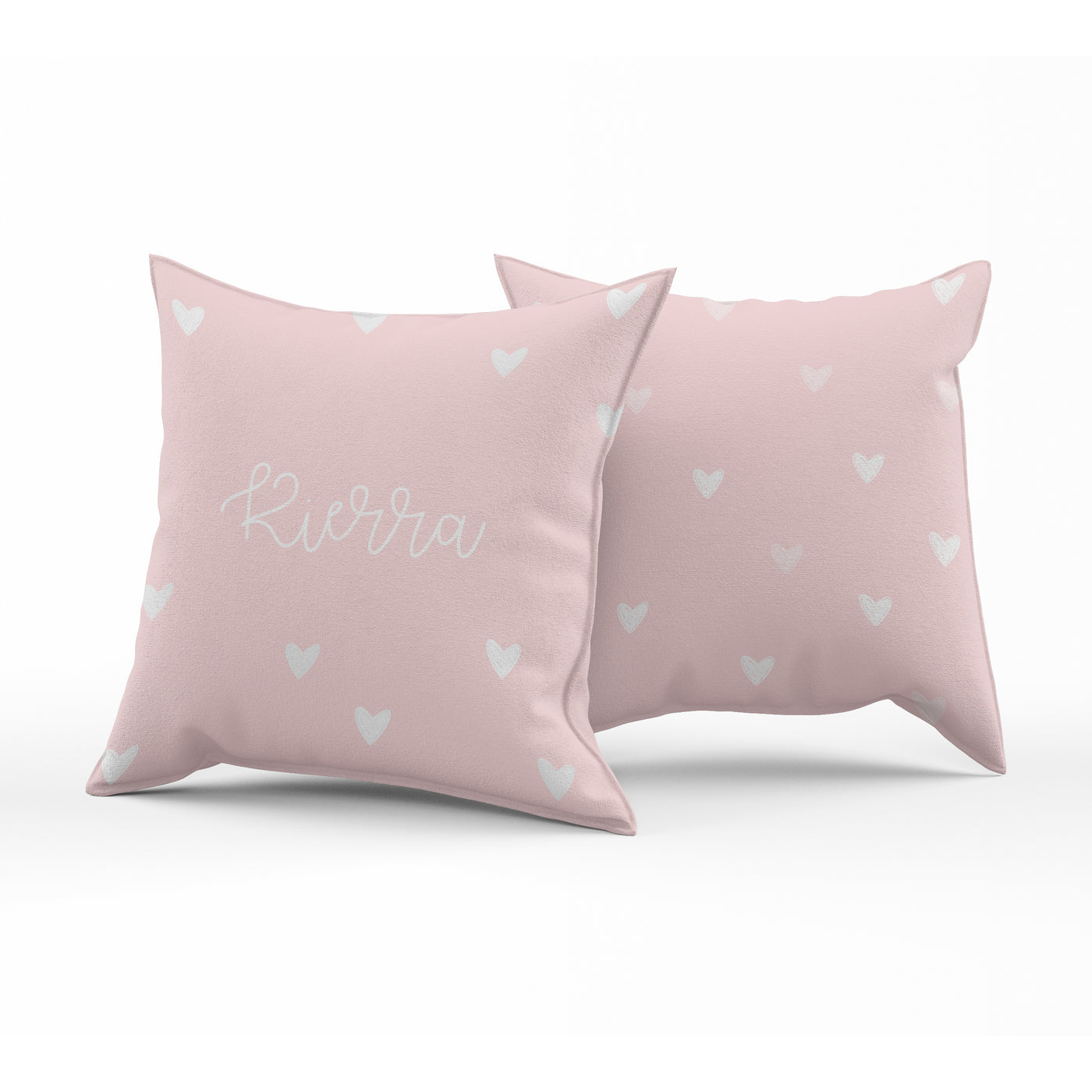 Coussin réversible - mini coeurs rose clair