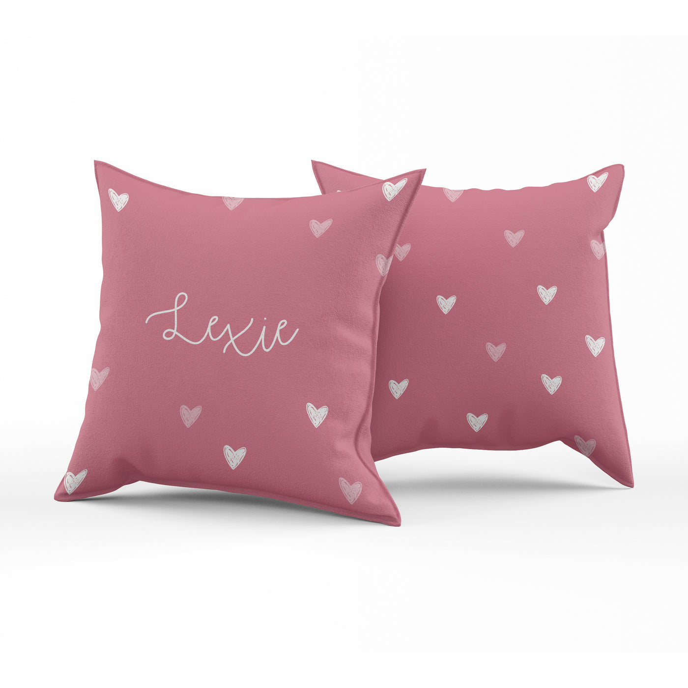 Coussin réversible - mini coeurs deep rose