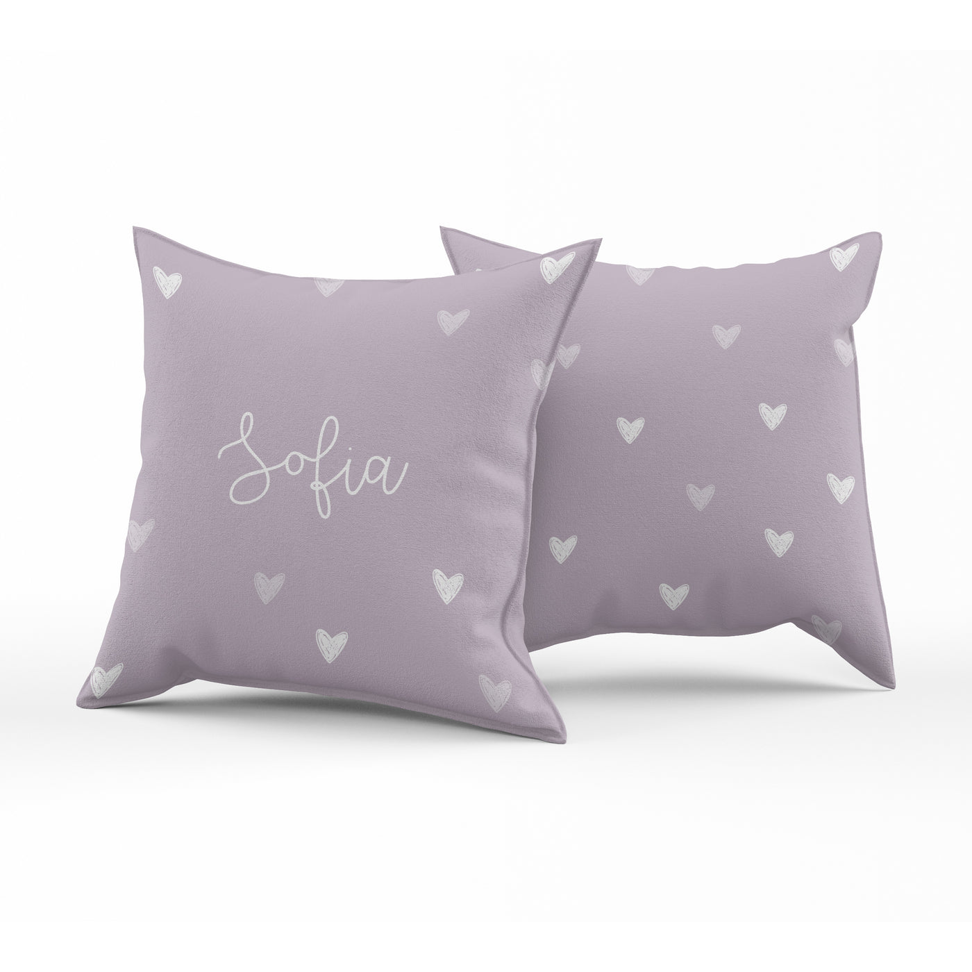 Coussin réversible - mini coeurs lilas