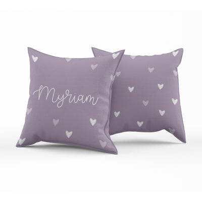 Coussin réversible - mini coeurs violet