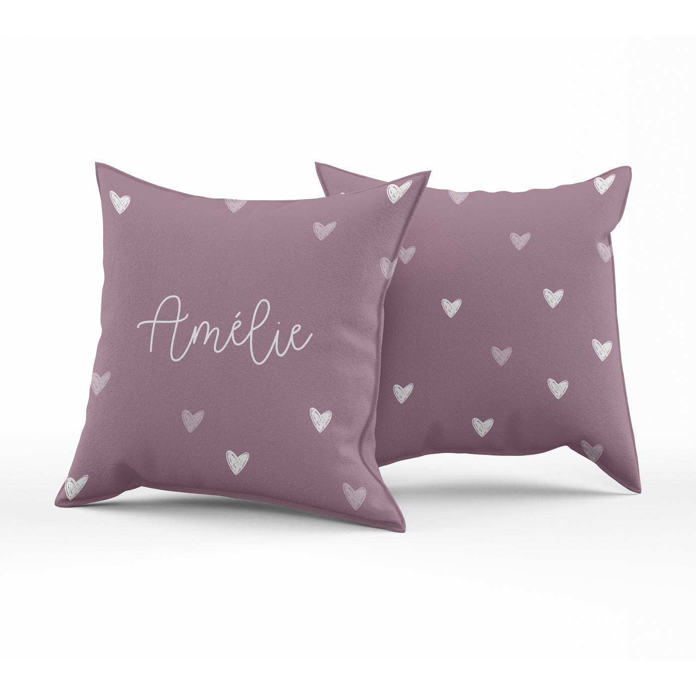 Coussin réversible - mini coeurs wineberry