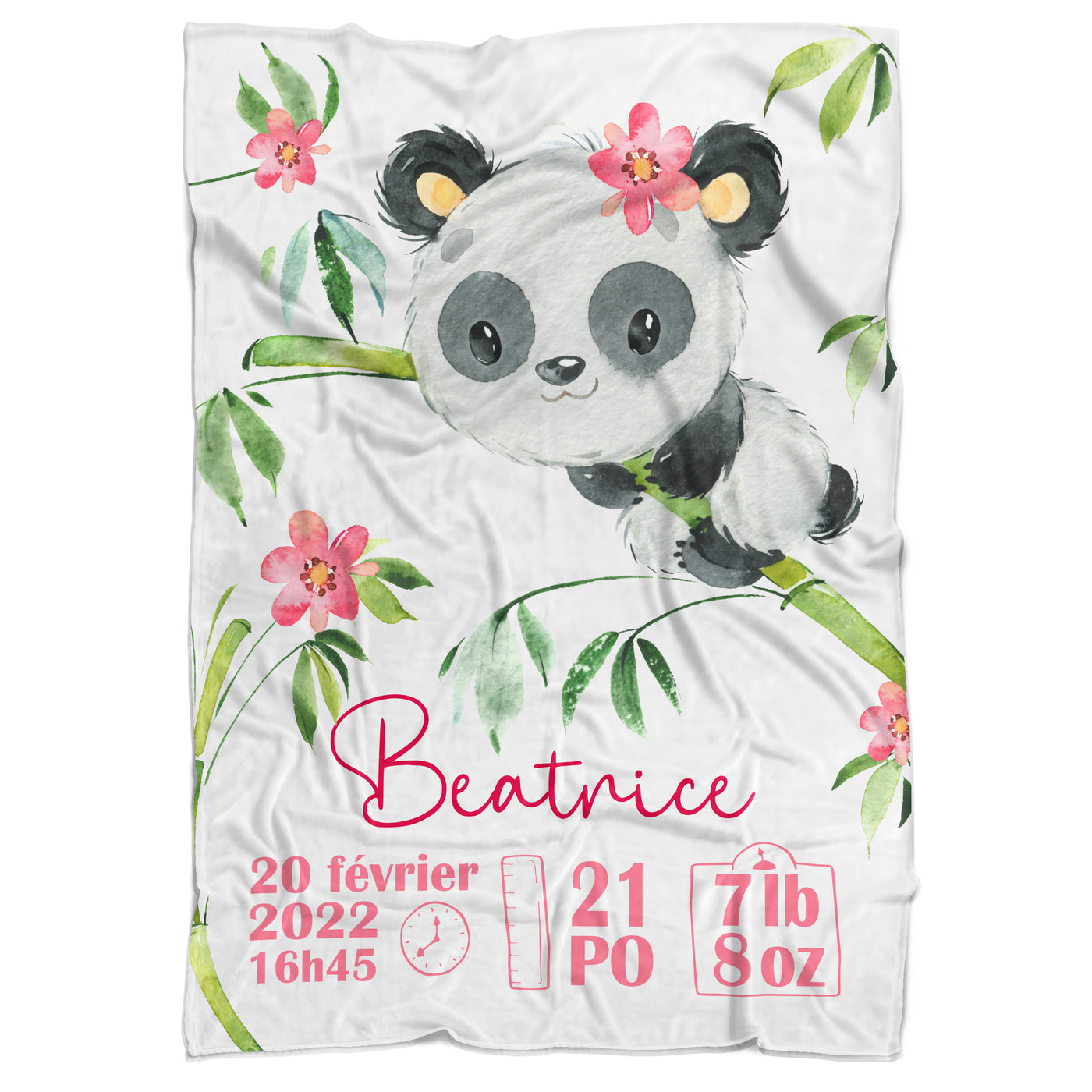 Couverture de naissance Panda fleurit