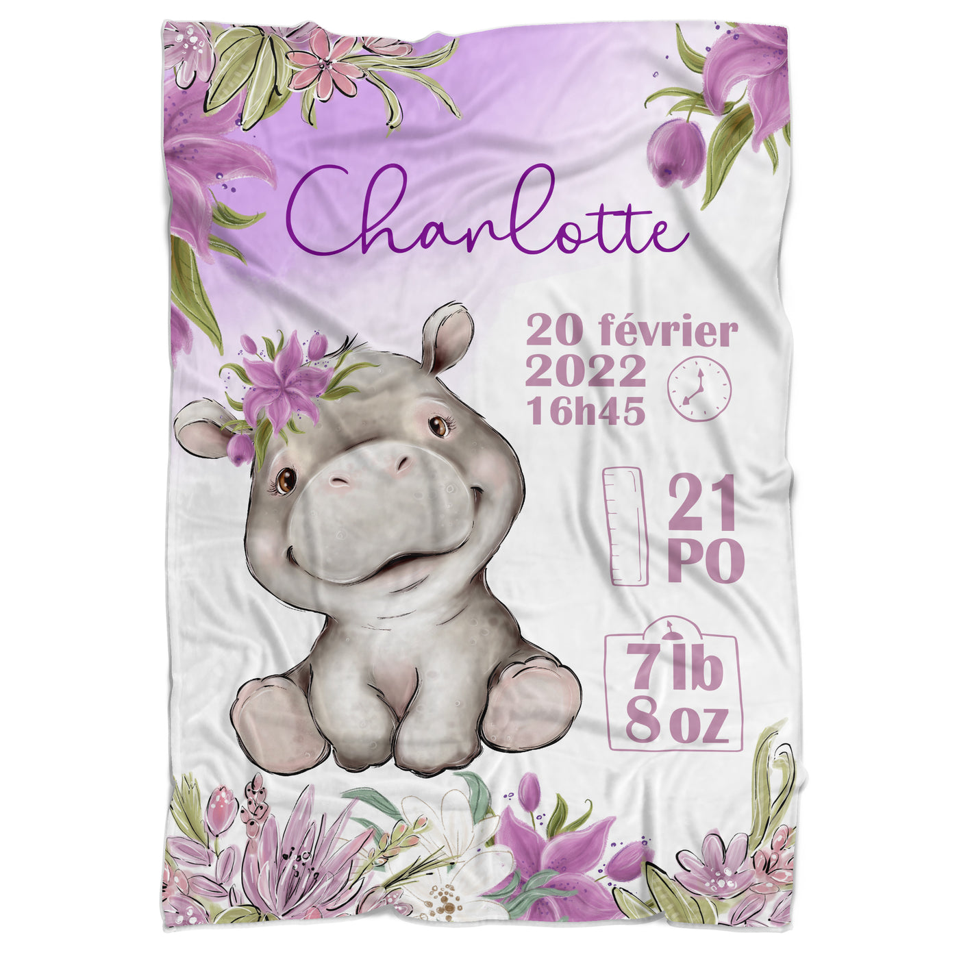 Couverture de naissance hippopotame