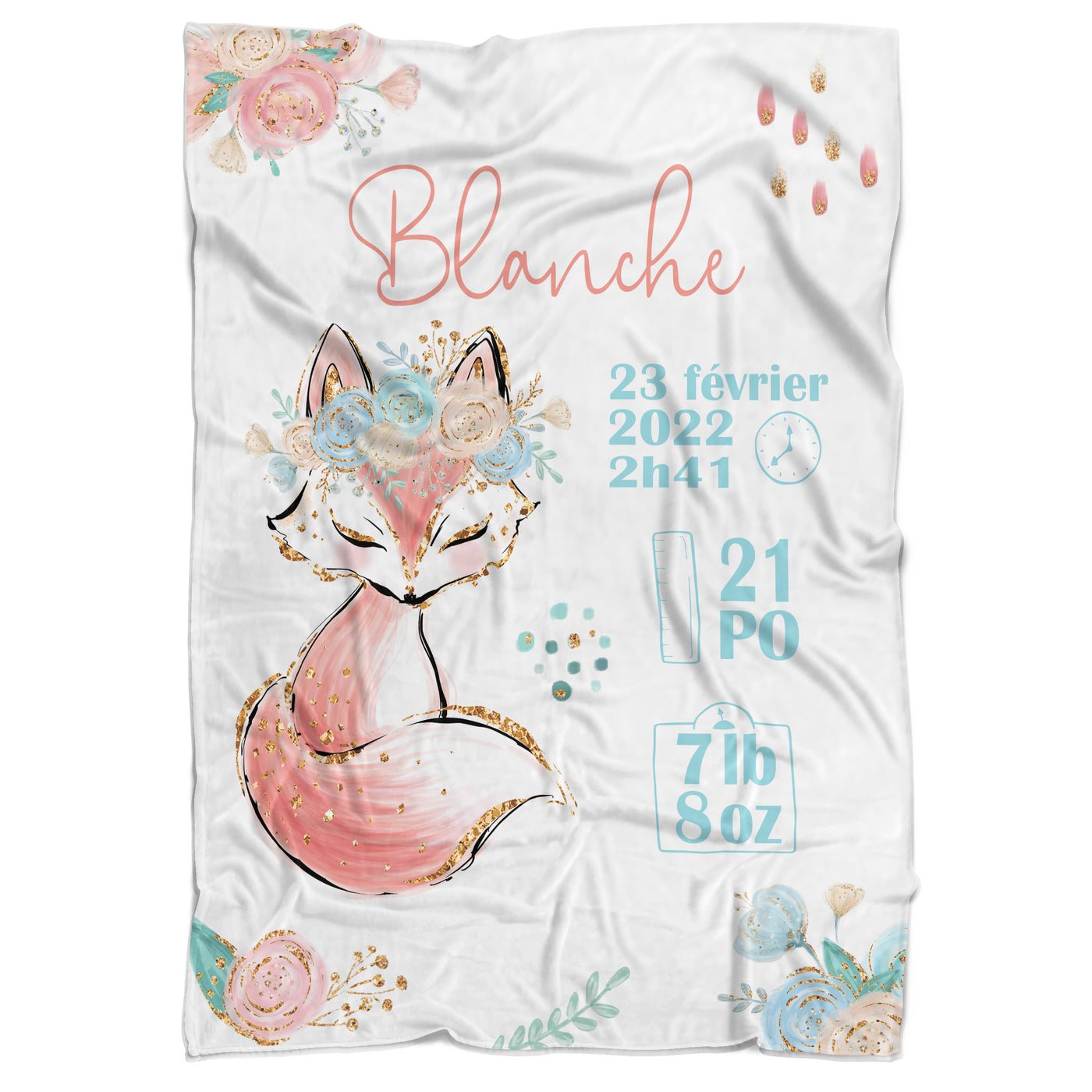 Couverture de naissance renard fleurit