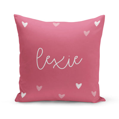 Coussin réversible - mini coeurs deep rose