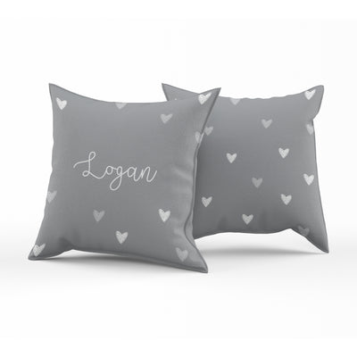 Coussin réversible - mini coeurs gris