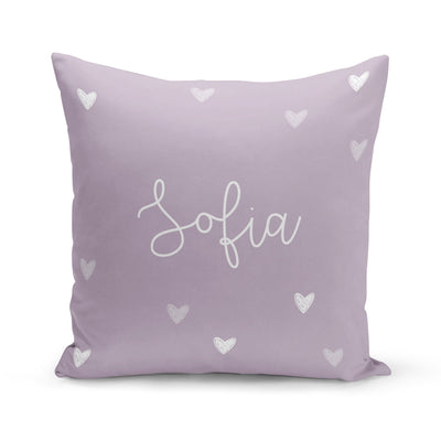 Coussin réversible - mini coeurs lilas