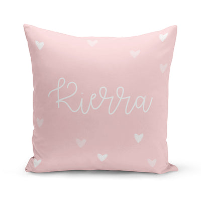 Coussin réversible - mini coeurs rose clair