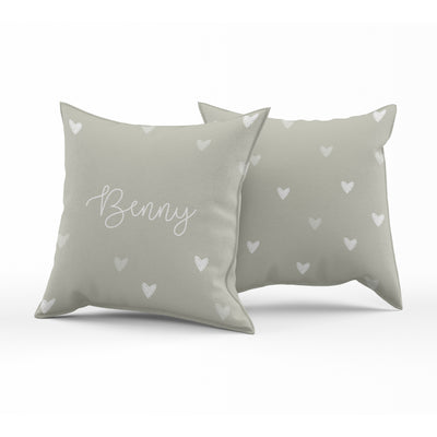 Coussin réversible - mini coeurs sage