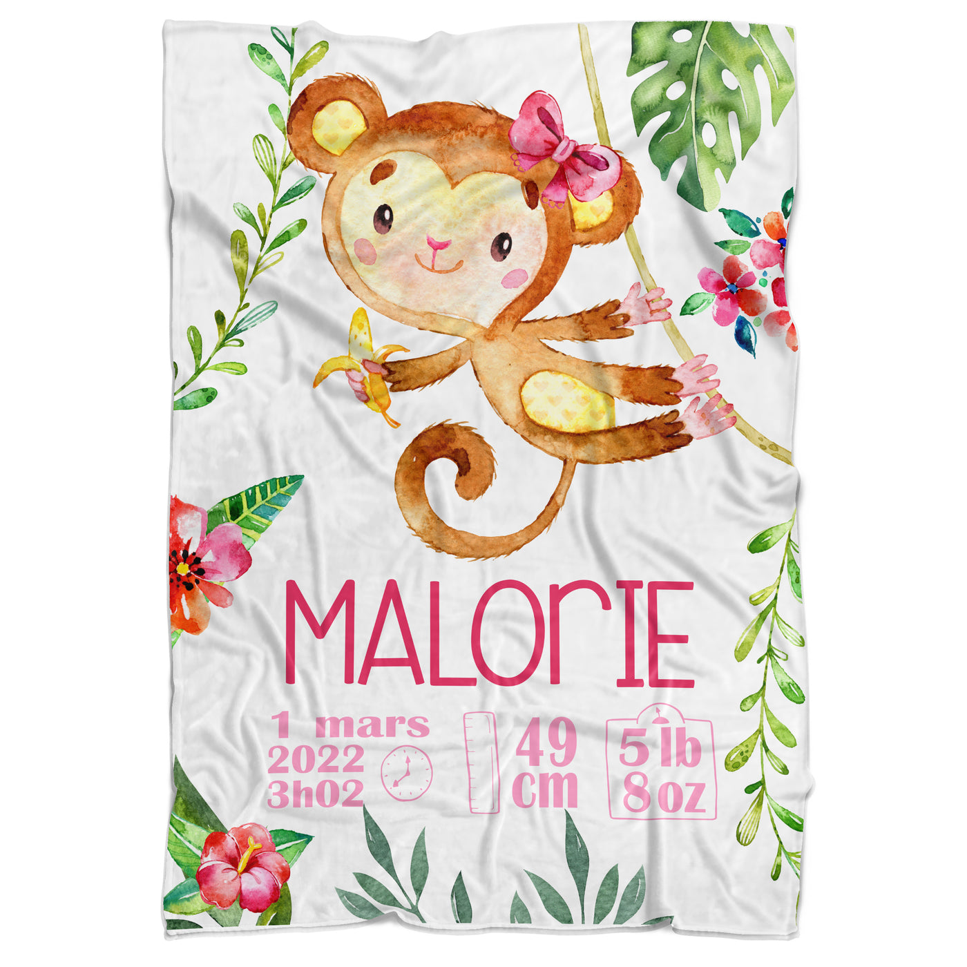 Couverture de naissance singe fleurit