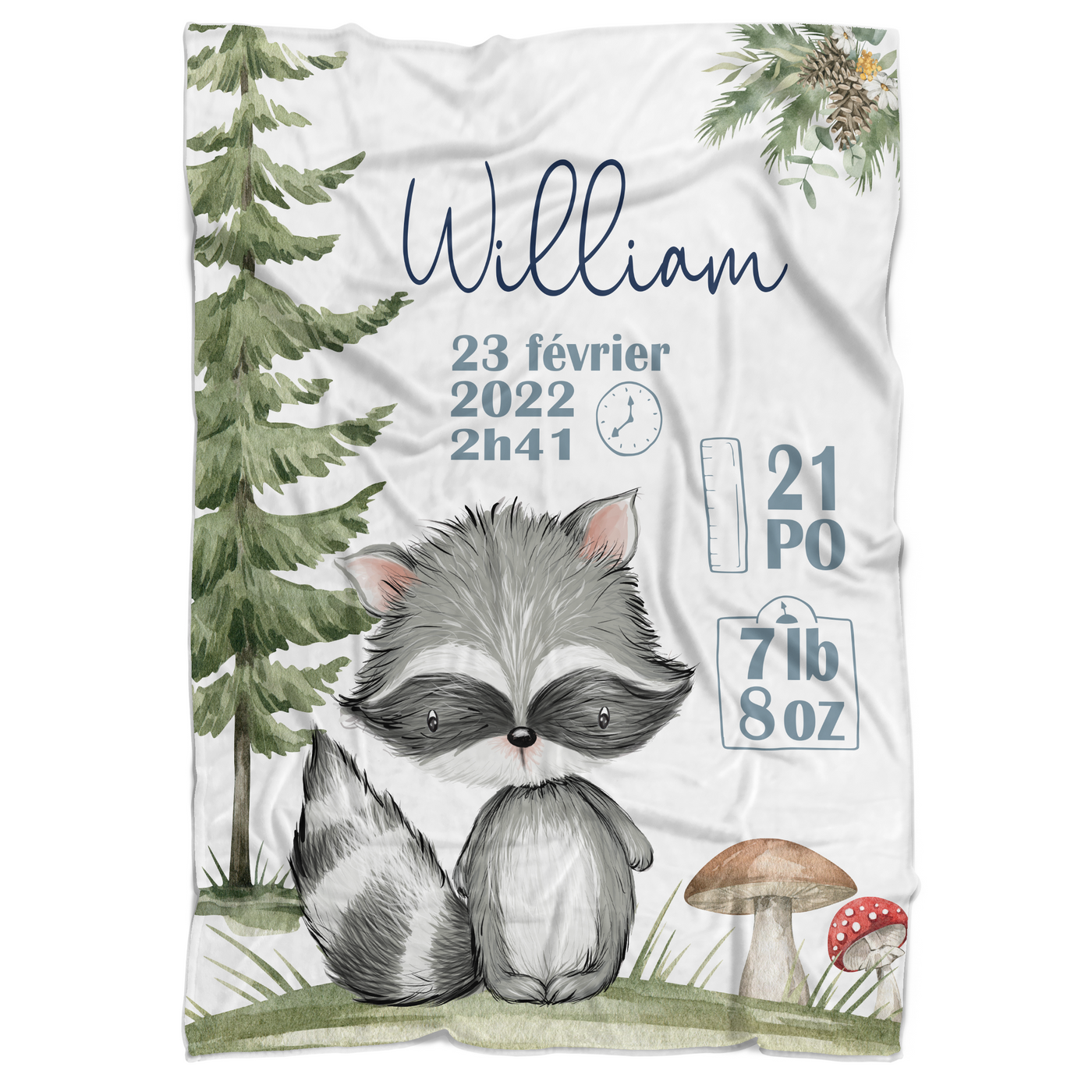 Couverture de naissance - raton laveur