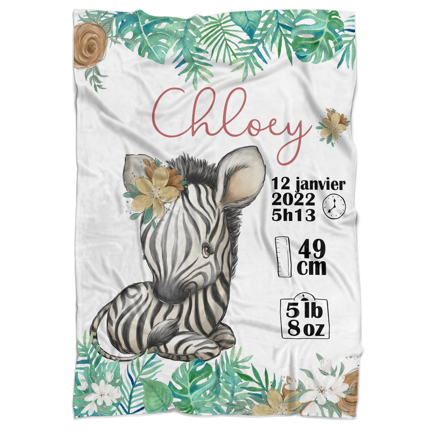 Couverture de naissance zèbre fleurit